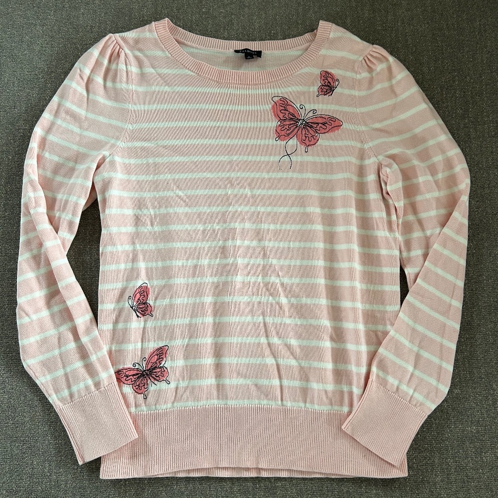 🌻Cute Feminine Butterfly Striped Sweater